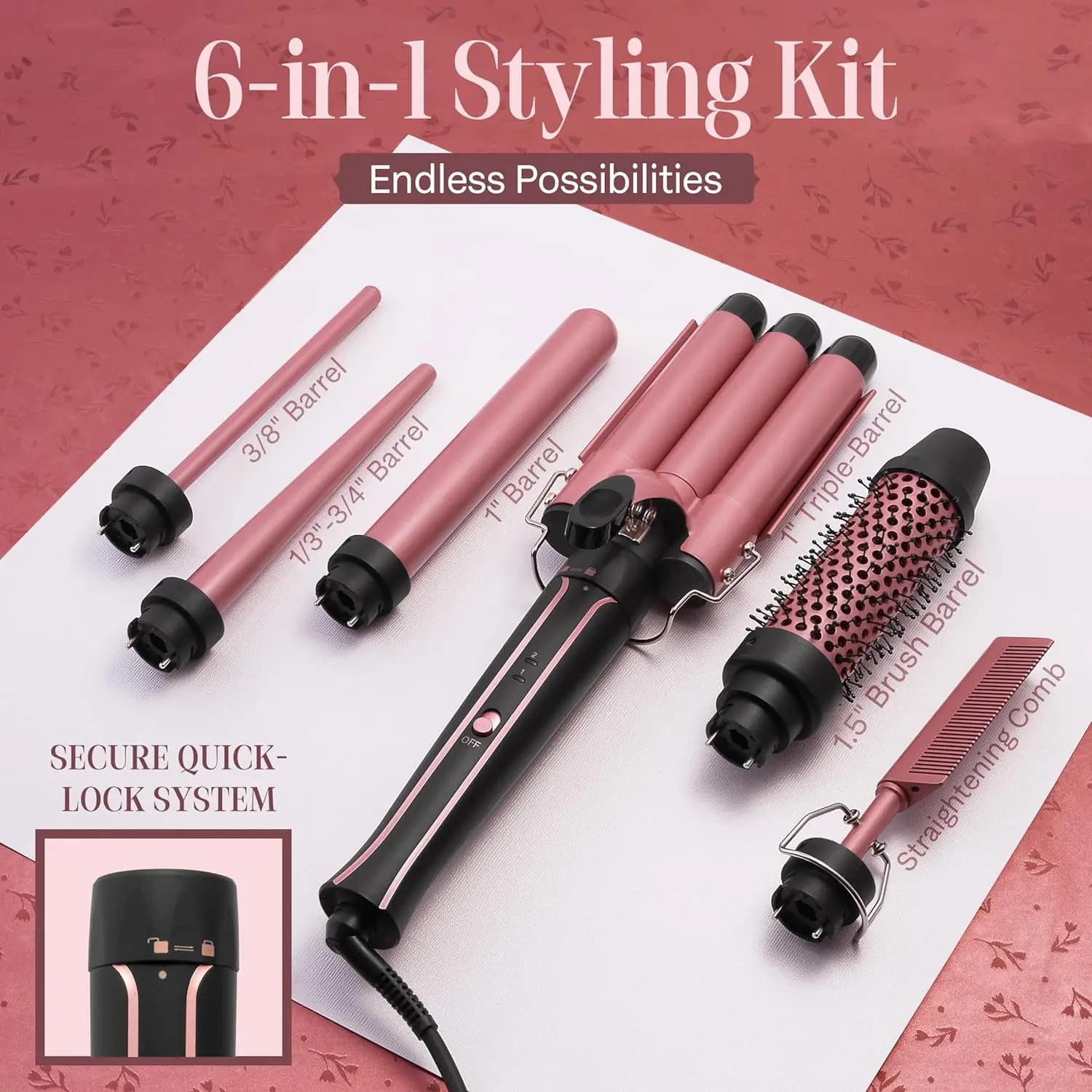 6-in-1 Curling Iron and Straightener Set