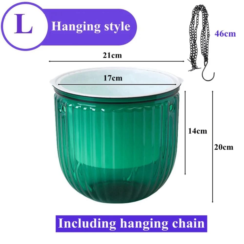 Garden Decoration Self-watering Flower Pot Plant with Drainage Holes Hanging Flower Pots with Chain Lazy Planter Home Decor