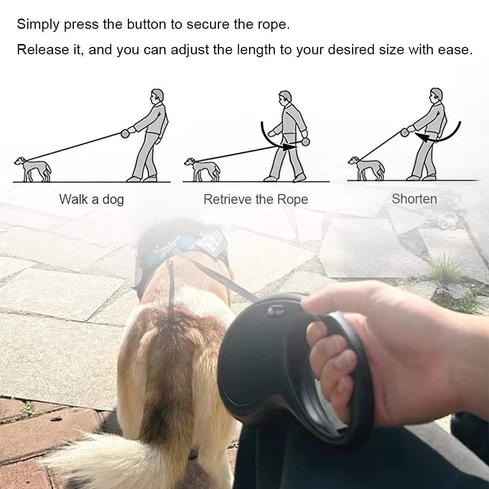 Retractable Dog Leash with Ergonomic Handle