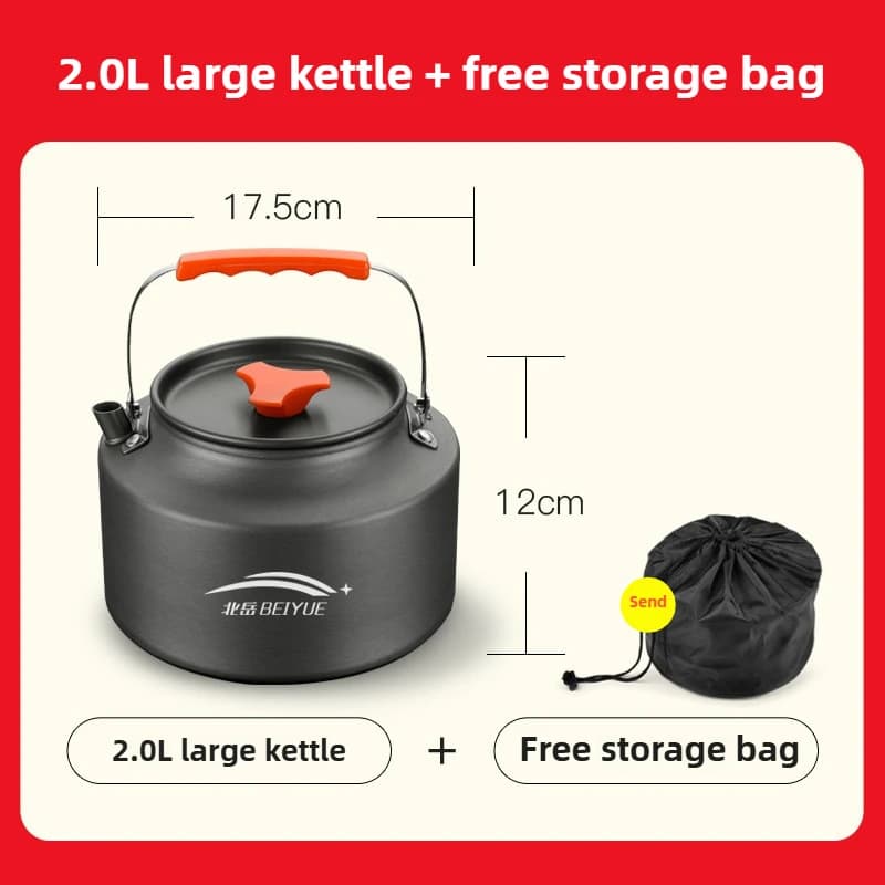 Camping Cookware Set with Kettle and Frying Pan