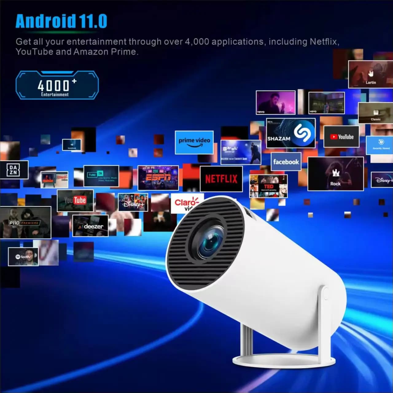 Mini HY300 Portable Projector Android 11 720P 4K Home Outdoor Cinema