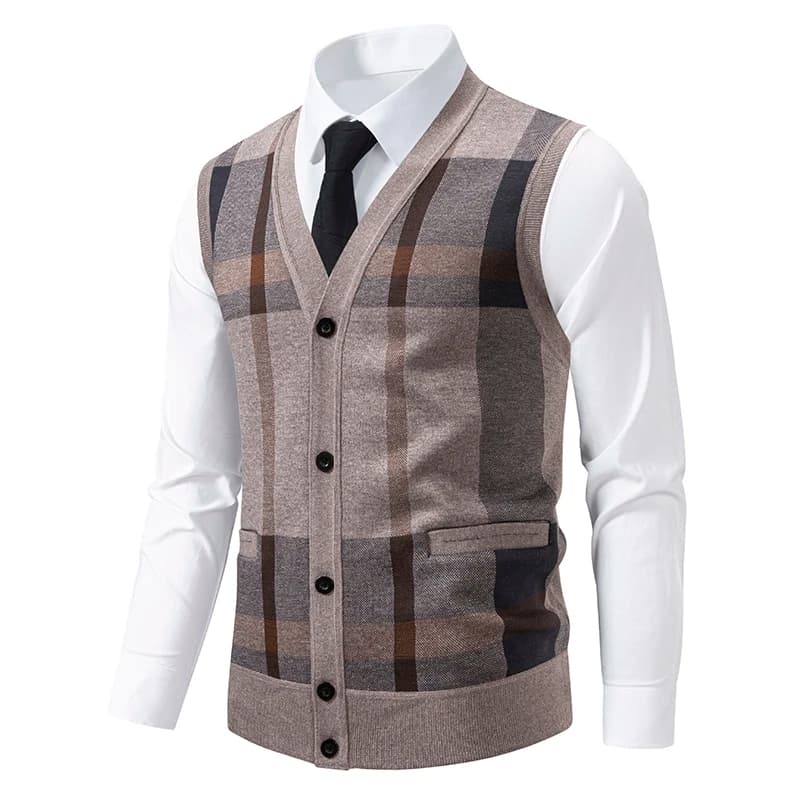 Mens Fleece Knit Button Front Vest