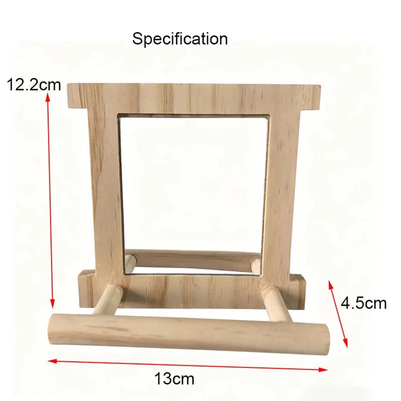 Bird Mirror Perch Toy with Rope Stand