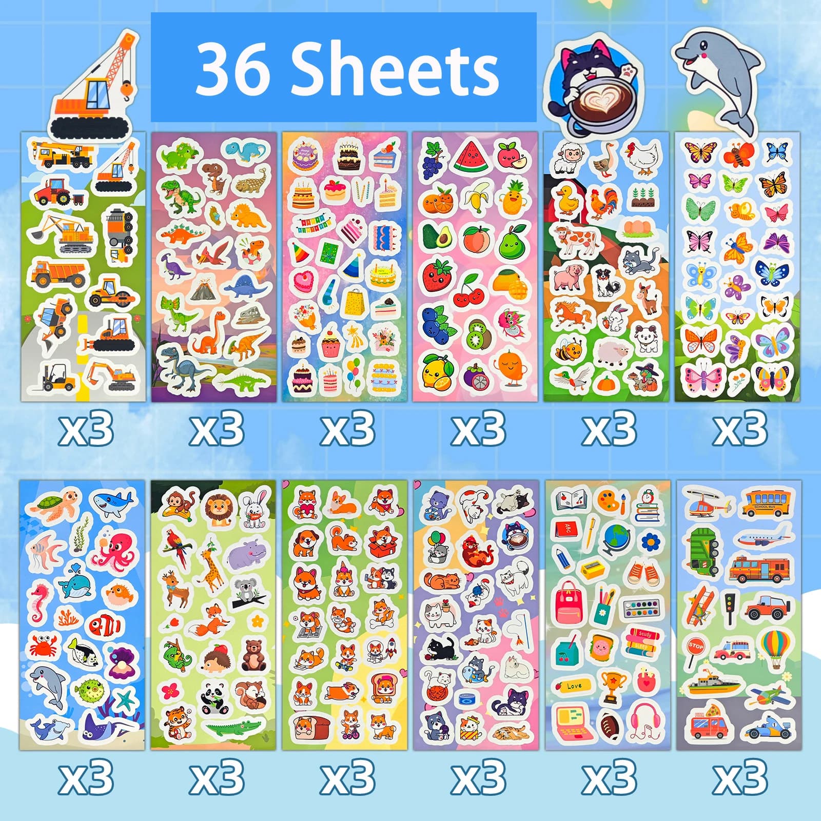 Bulk Sticker Sheets Assortment for Kids Scrapbooking