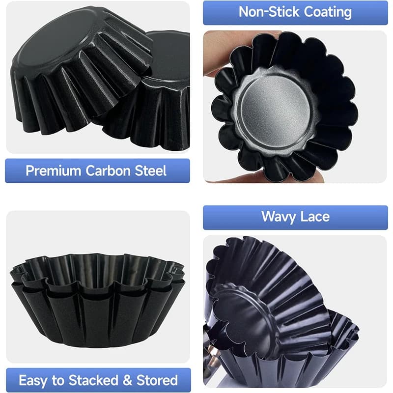Mini Tart Pan Carbon Steel Non-Stick Fluted