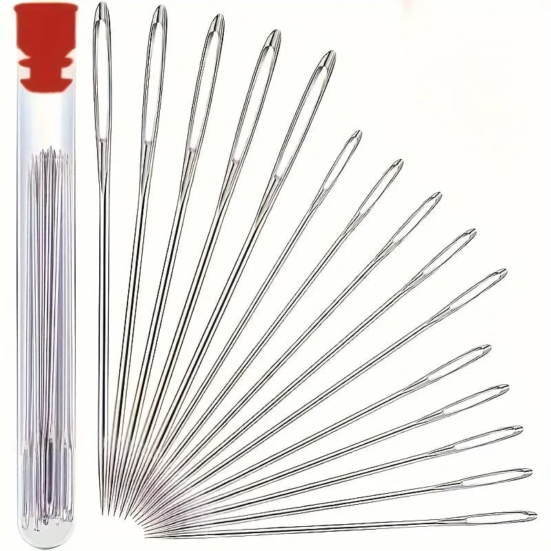A complete sewing kit, equipped with a storage box, including a handmade DIY sewing needle, thread, as well as a storage box