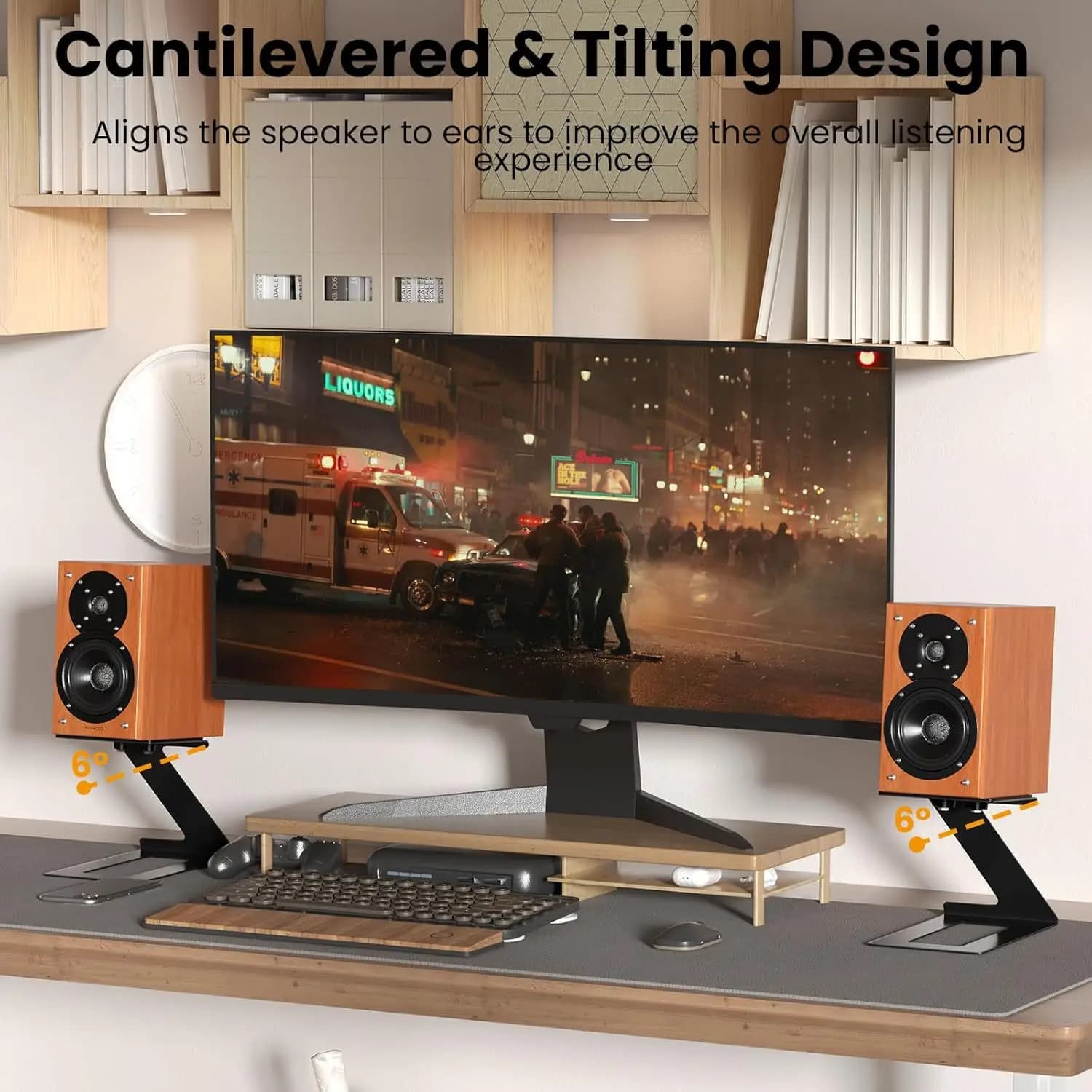 Tilting Desktop Speaker Stands With Vibration Pads