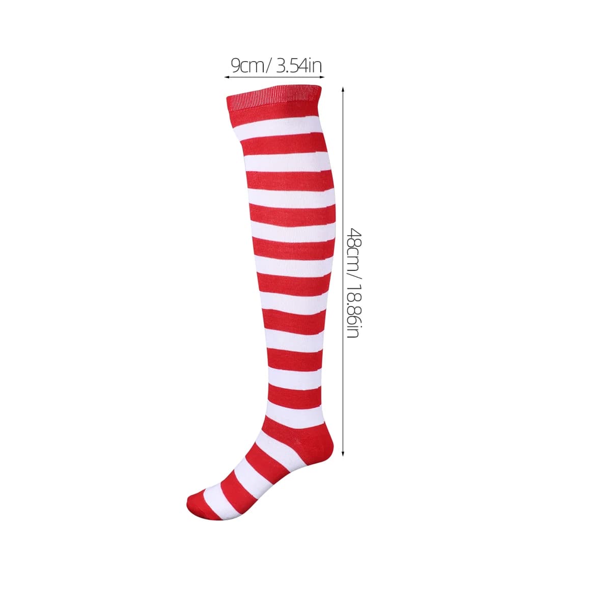 Christmas Red and White Striped Thigh-High Stockings