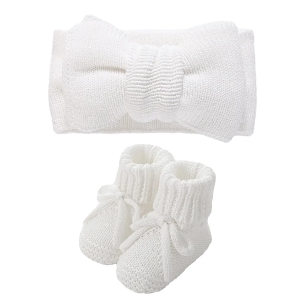 Baby Knitted Headband and Anti-Slip Crawling Socks Set