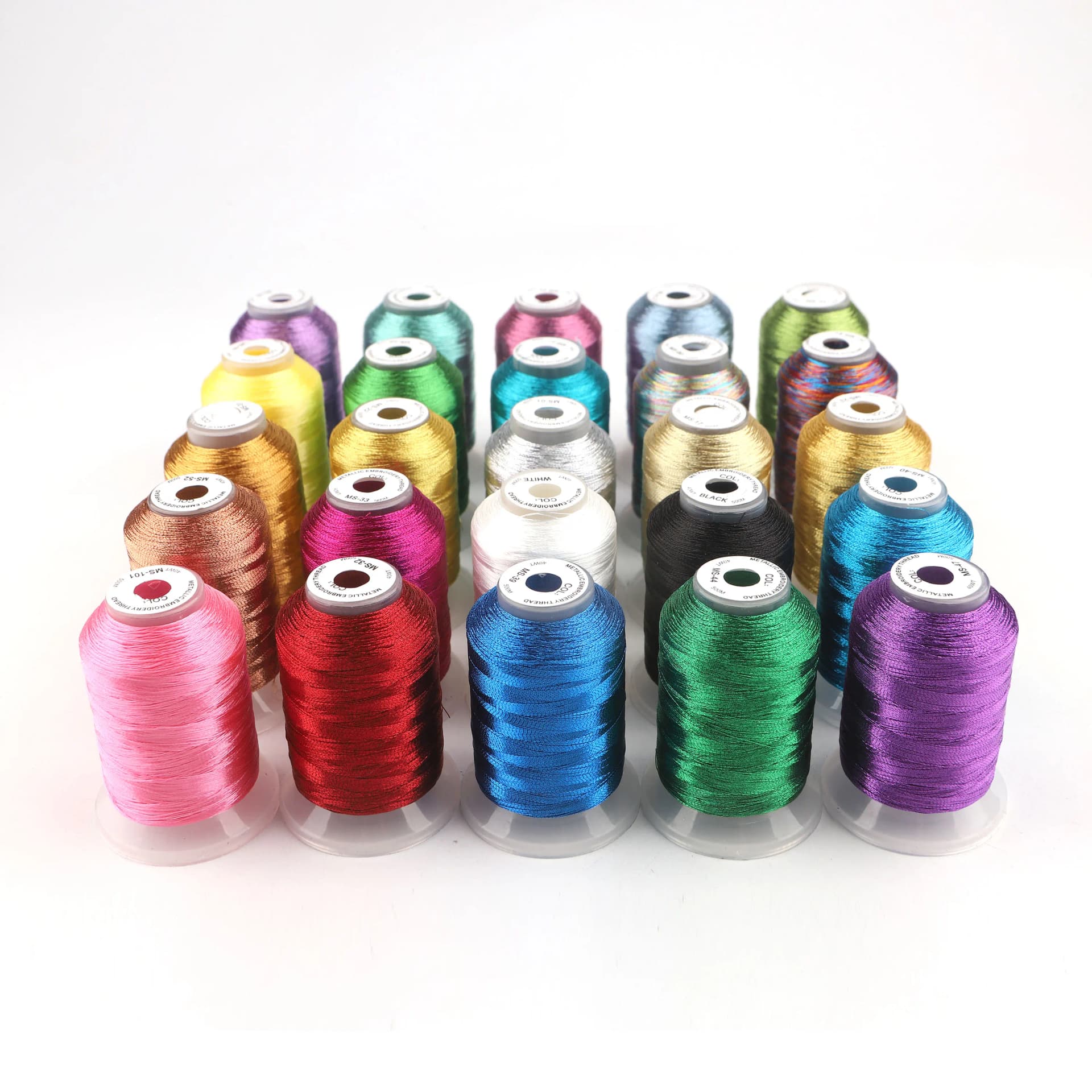 Metallic Embroidery Machine Thread Kit, 25 Colors