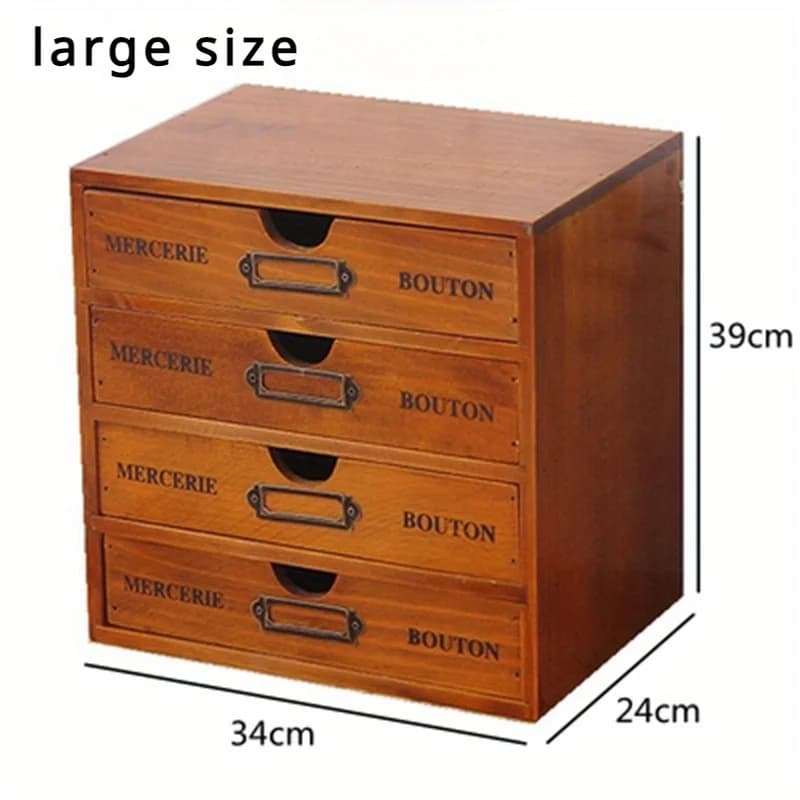 Wooden 4-Drawer Desktop File Cabinet