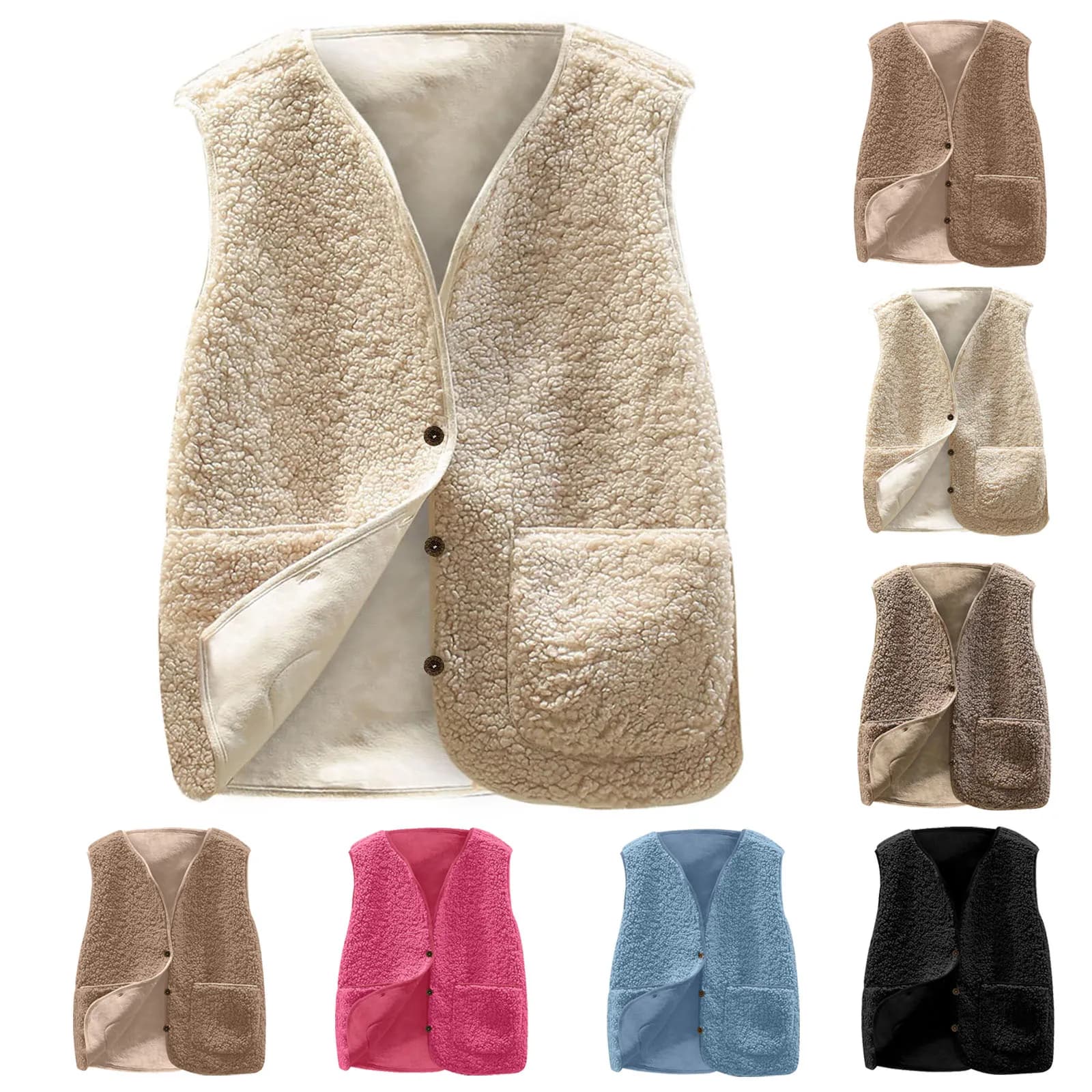 Women's Teddy Fleece Button Vest