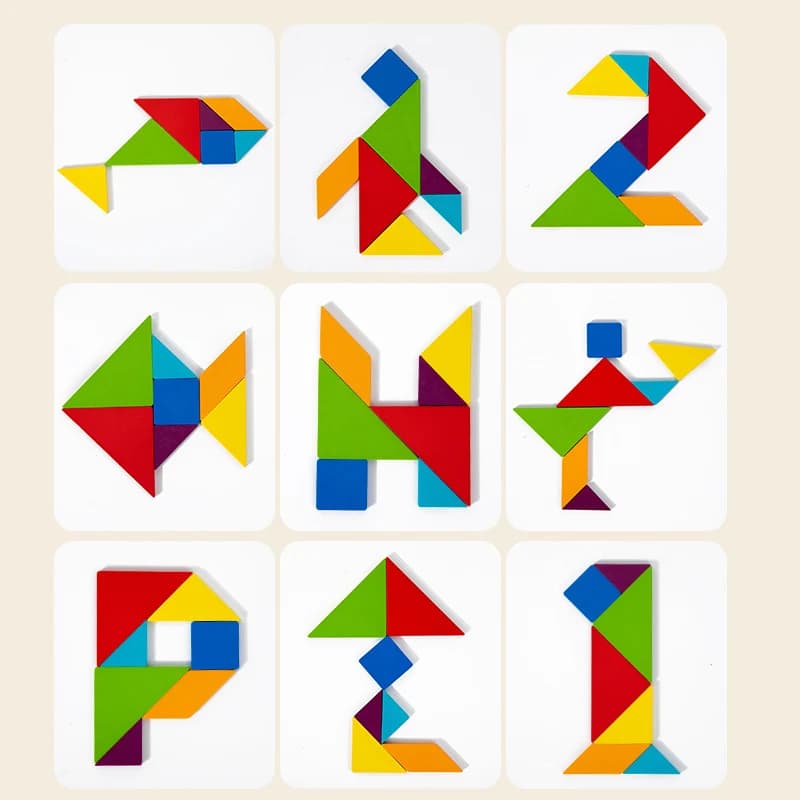 Wooden Tangram Puzzle Building Blocks