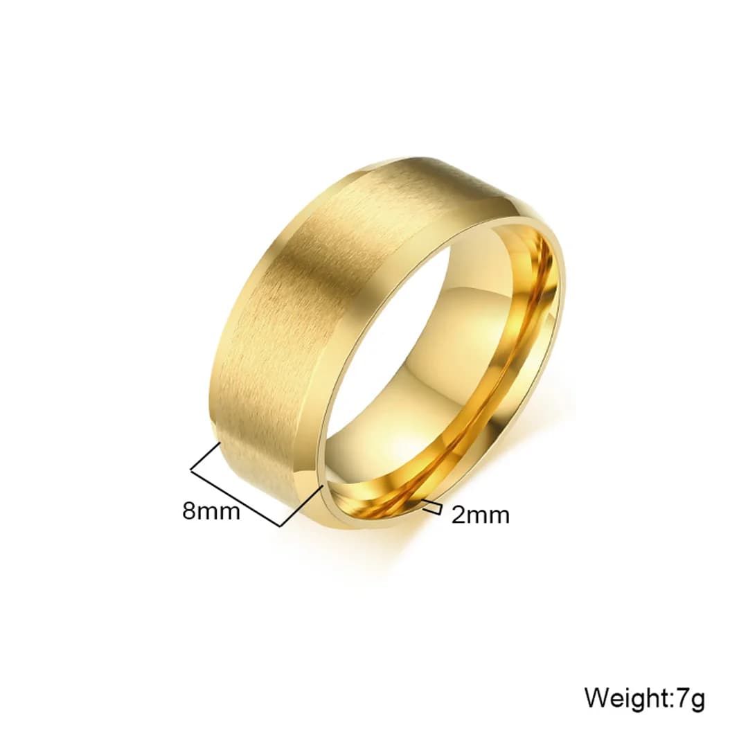 Gold-Tone Stainless Steel Wedding Band Ring