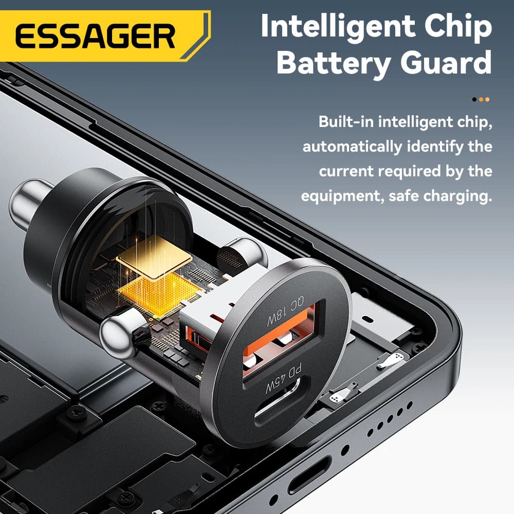 Dual Port Car Charger Fast Charging 45W