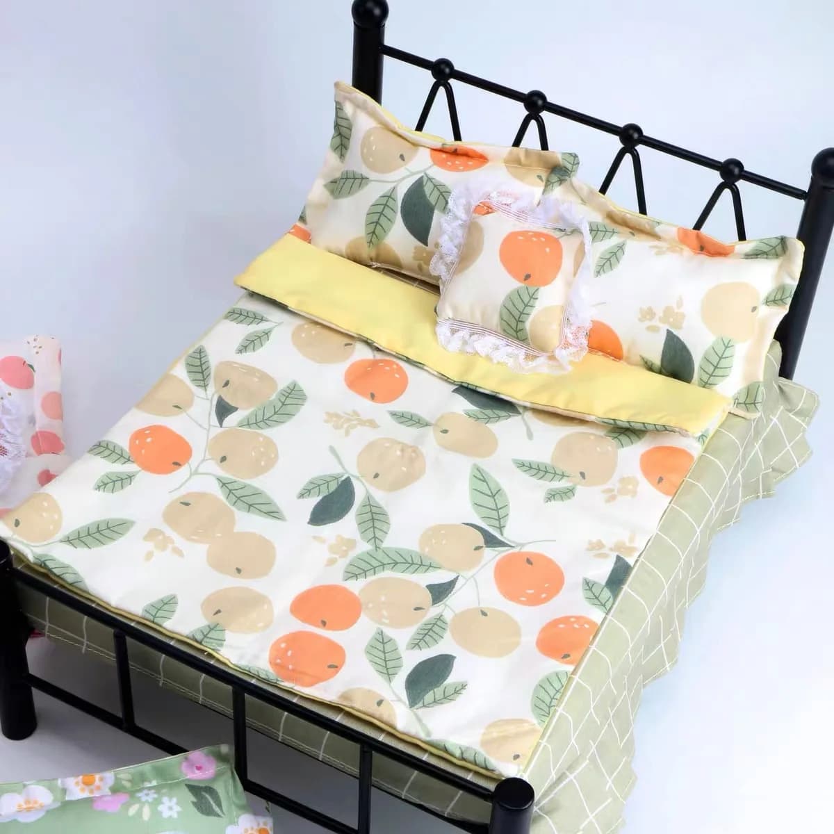 1/6 Dollhouse Miniature Bedding Set Series Of Literary Bedding Single Bed Set With Double Bed Blyth Doll Decoration Accessories