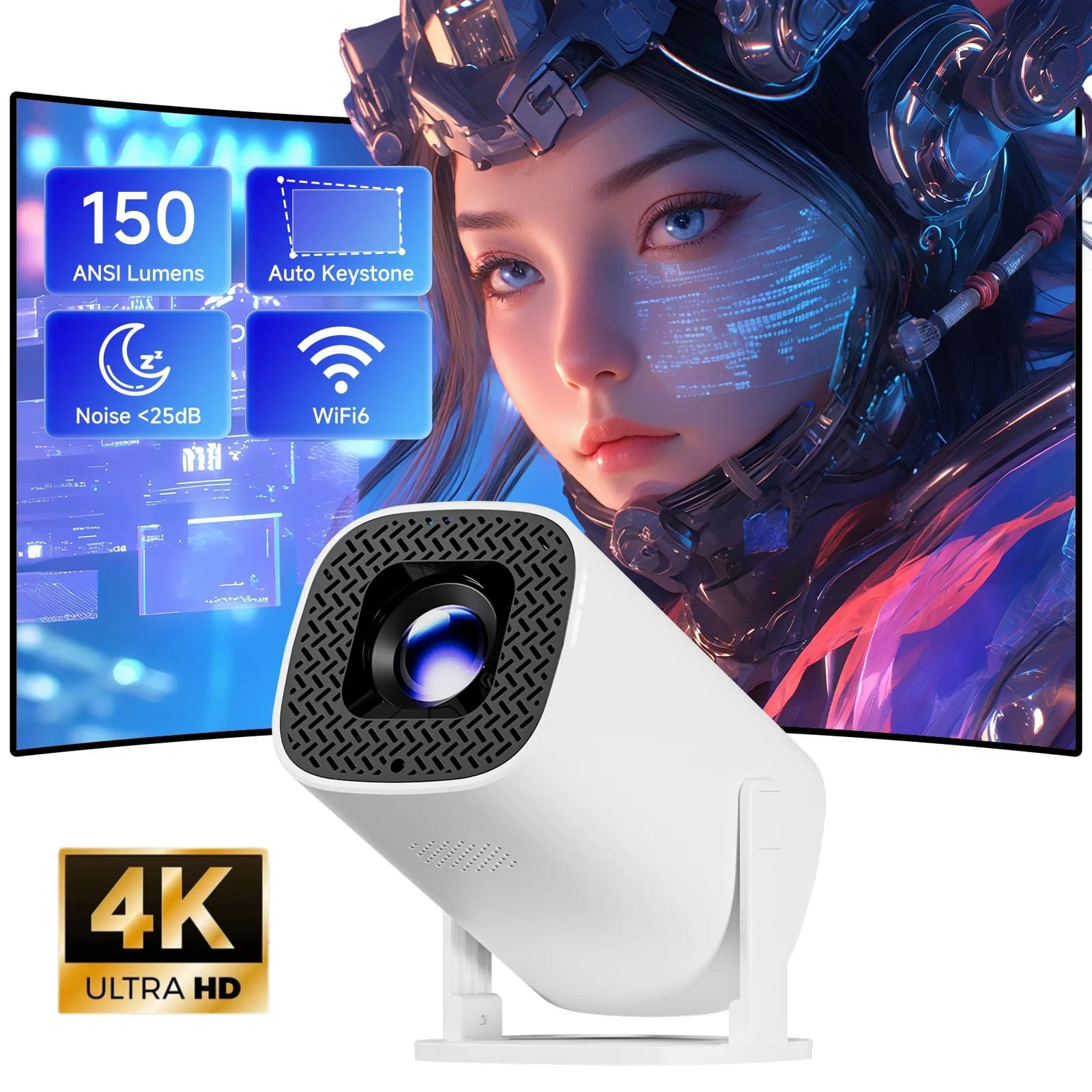 1080P Portable Mini Projector with Wireless Mirroring