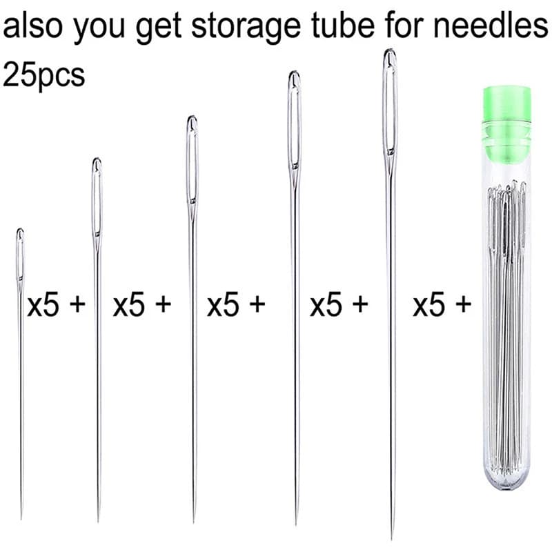 Large Eye Stitching Needles Set, 25 Pieces