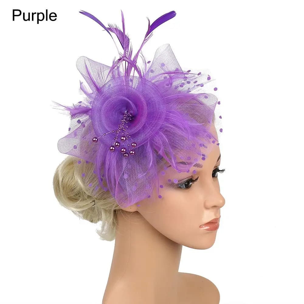 Hair Accessories Mesh Flower Hair Fascinators Wedding Feathers Hair Clip Fascinator Hat Tea Party Headband Alice Headband Clip