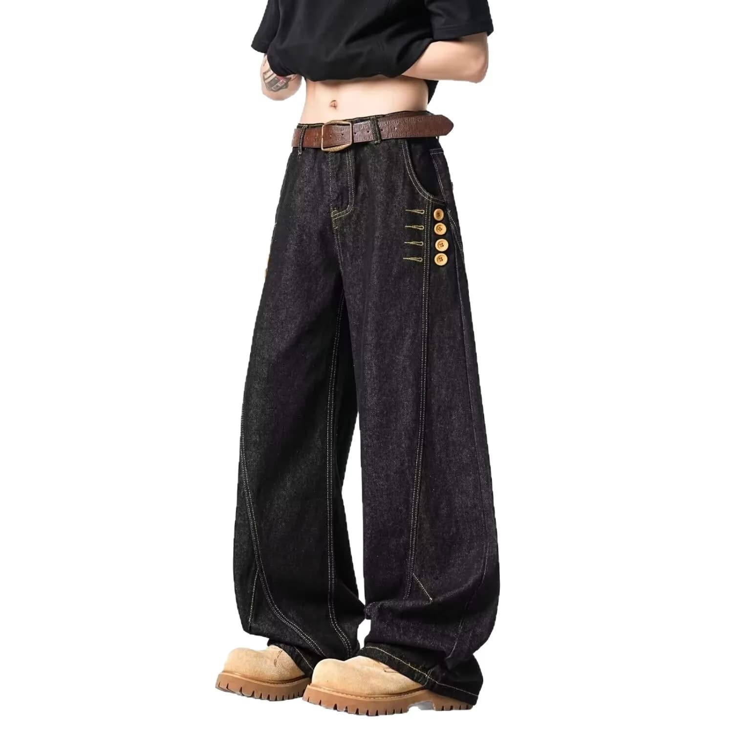 Men's Straight Skinny Loose Wide Leg Jeans