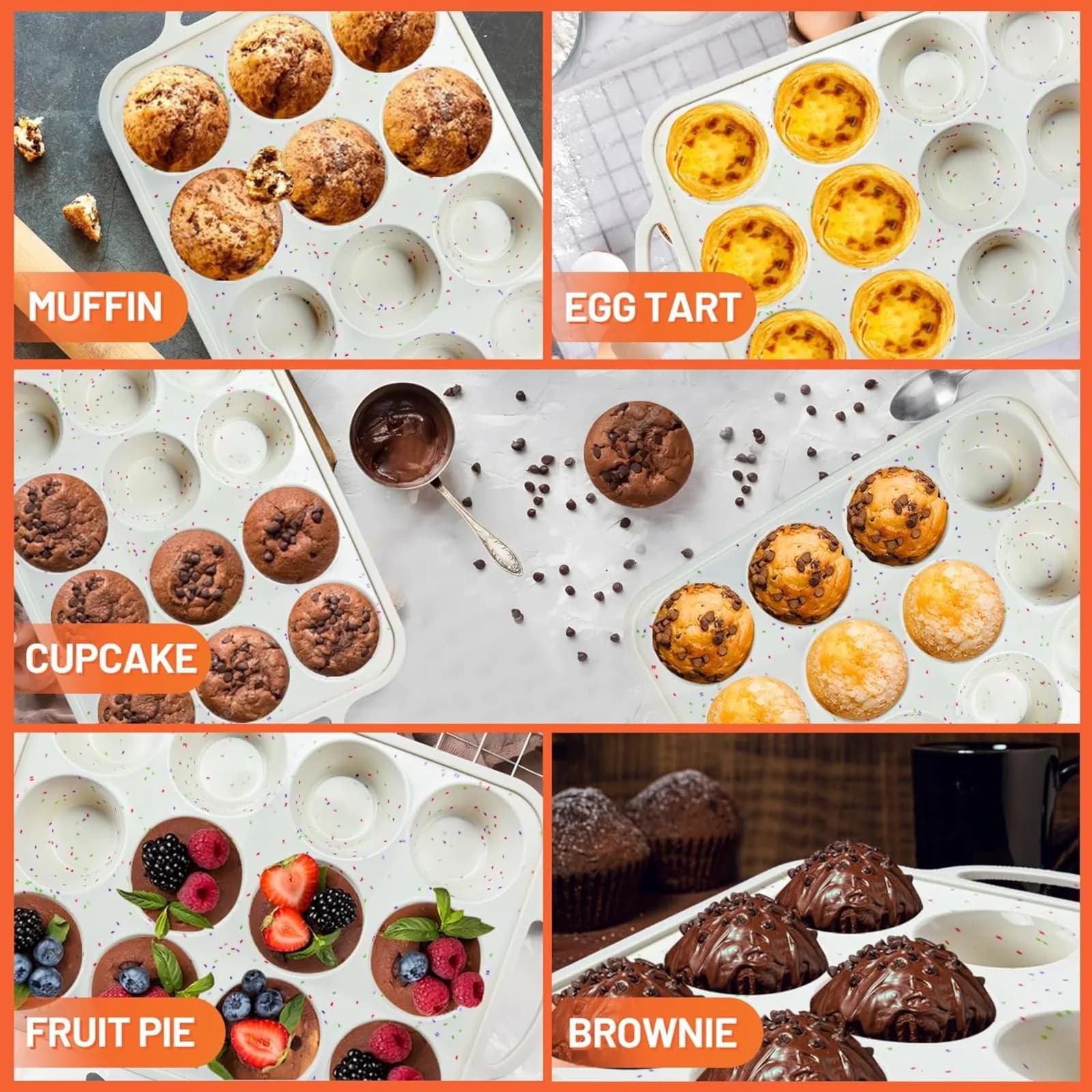 Silicone Muffin Pan with Metal Frame, 12 Cup