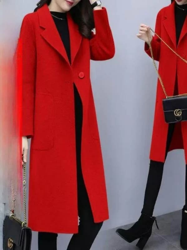 Plus Size Knee-Length Winter Woolen Coat