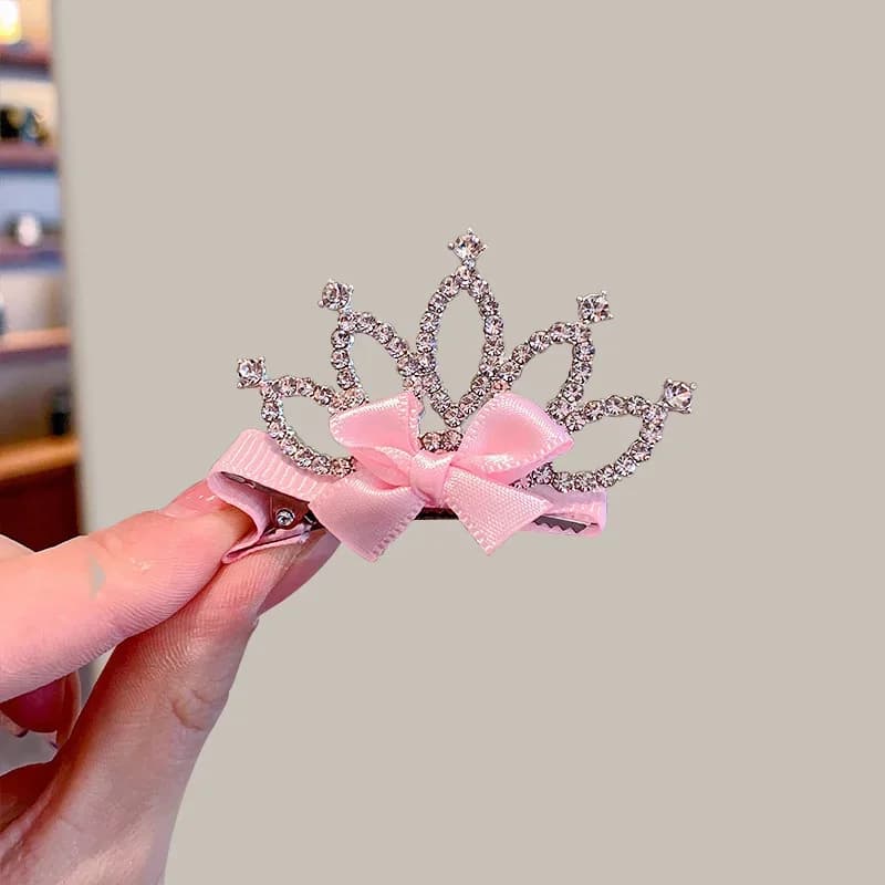 Dog and Cat Hair Clips Crown Bow Multicolor
