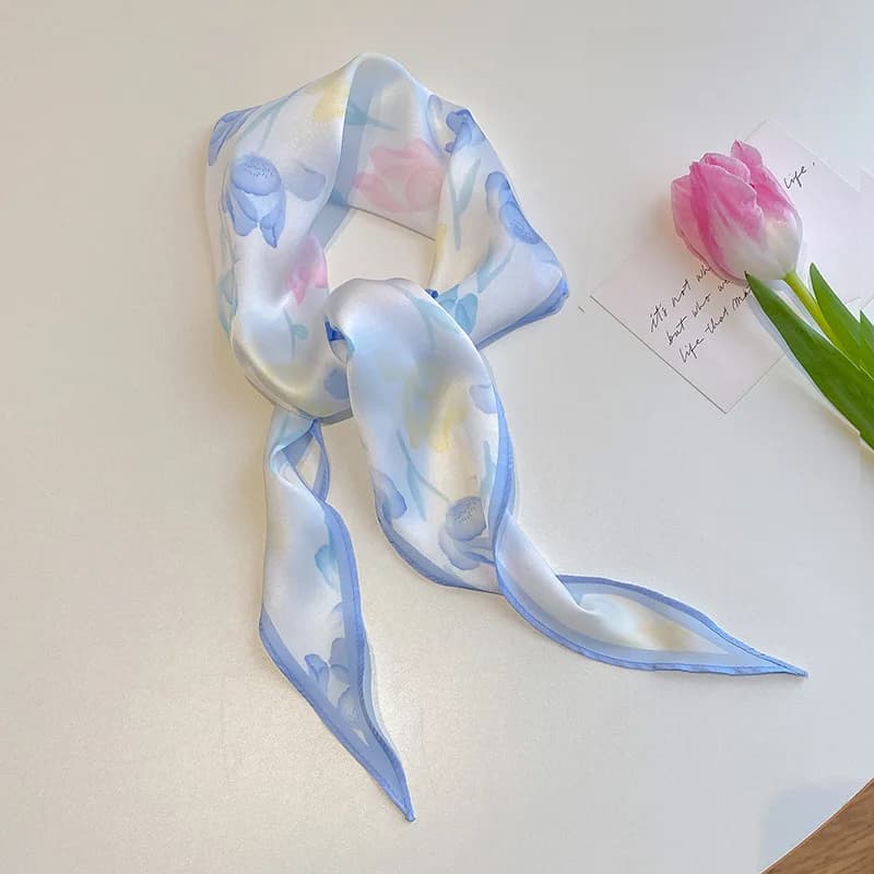 Watercolor Floral Satin Hair Scarf
