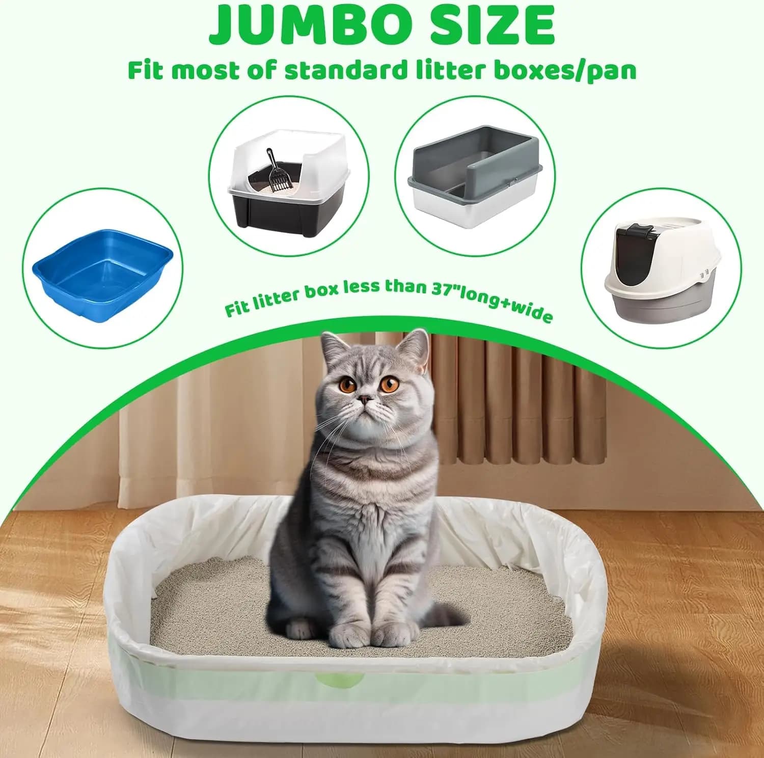 Jumbo Tear-Resistant Cat Litter Box Liners
