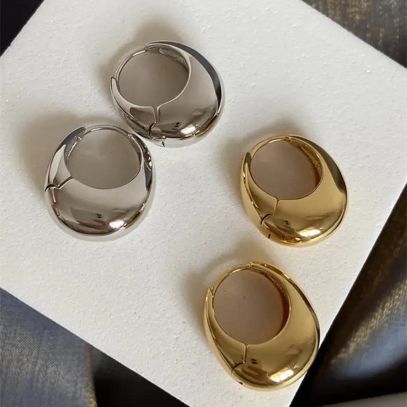 Rose Gold Plated Geometric Hoop Earrings