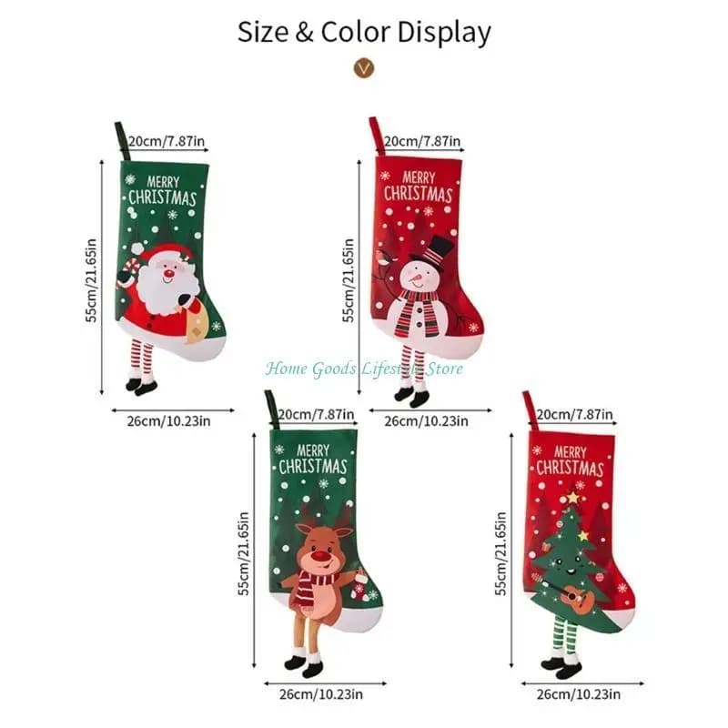Plush Christmas Stockings Set of 5 with Striped Legs