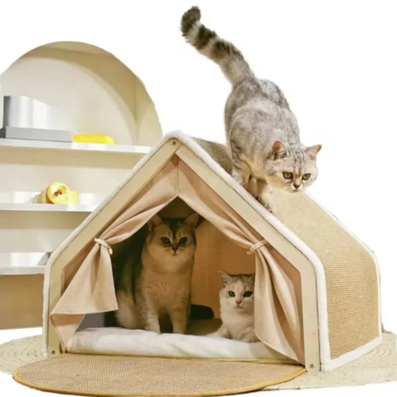 Wooden Cat Tent Villa Bed