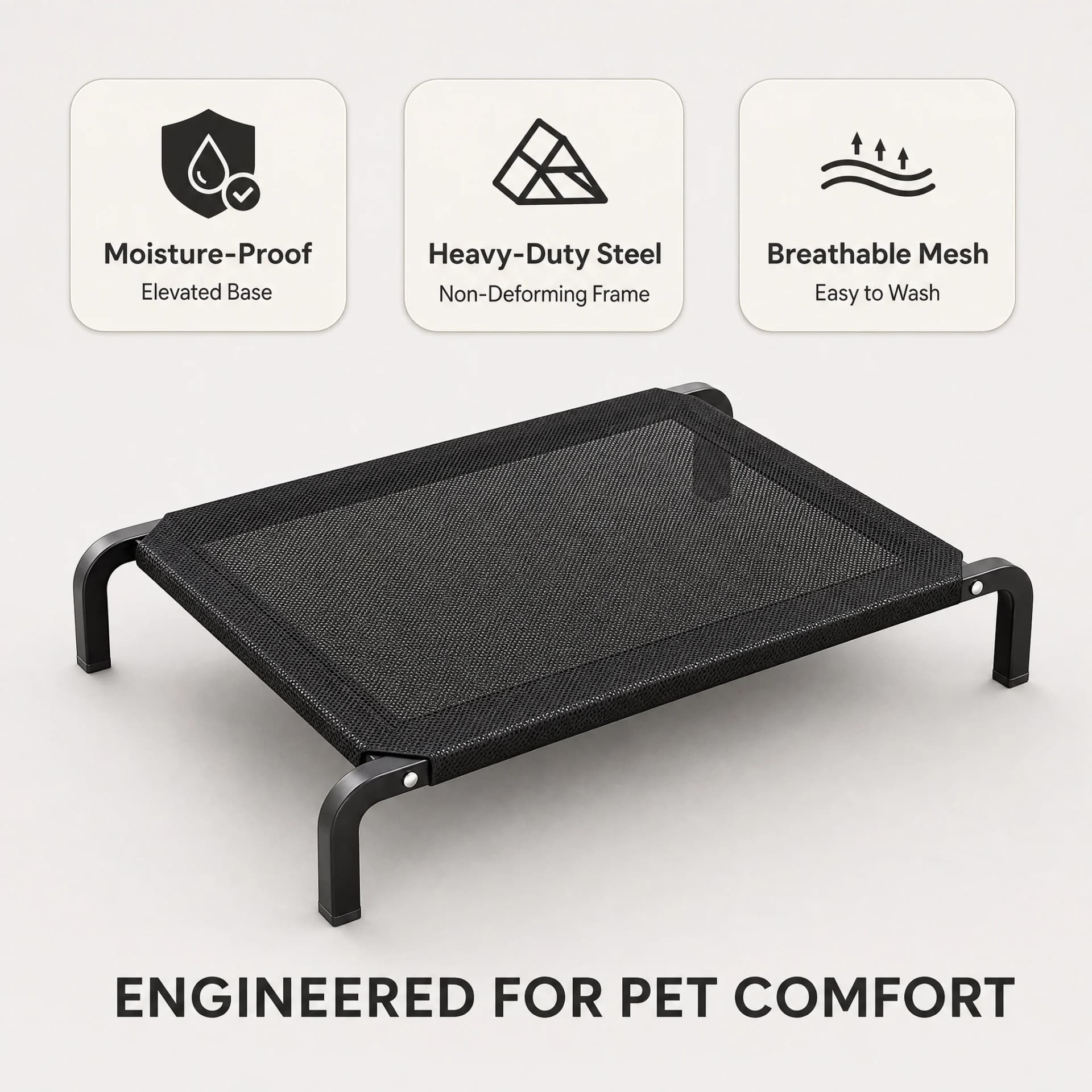 Elevated Dog Bed with Chew-Proof Steel Frame