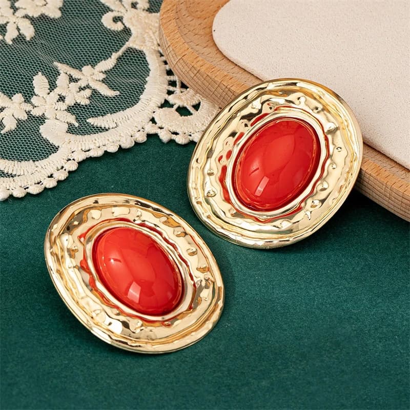 Blue Oval Stud Earrings for Women