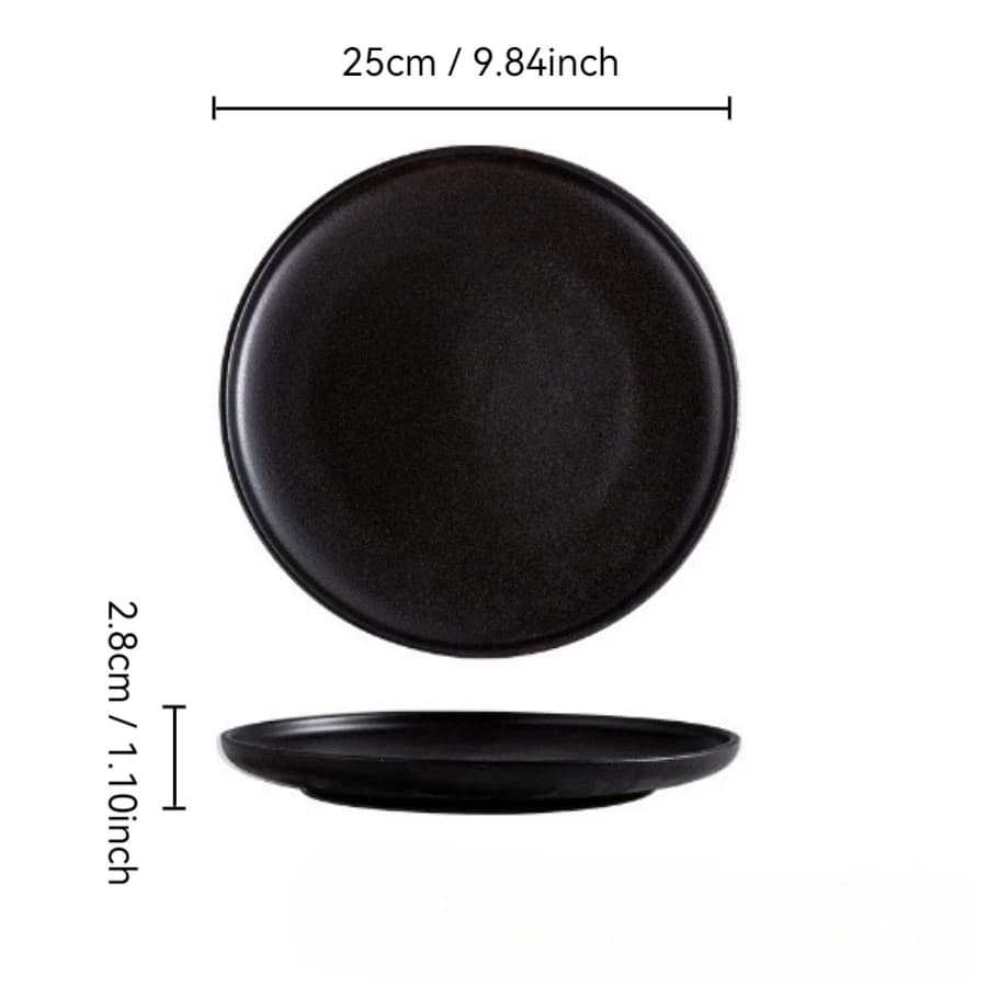 Black Ceramic Japanese Dinner Plate Set