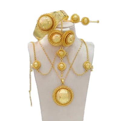 Ethiopian Women's Jewelry Set with Hairpins and Headbands