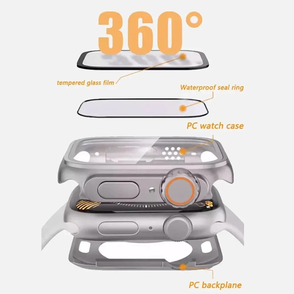 Screen Protector for Apple Watch Case 46mm 45mm 44mm 40mm 41mm 42mm Change To Ultra Hard Cover for iWatch 11 10 9 8 7 6 5 4 SE