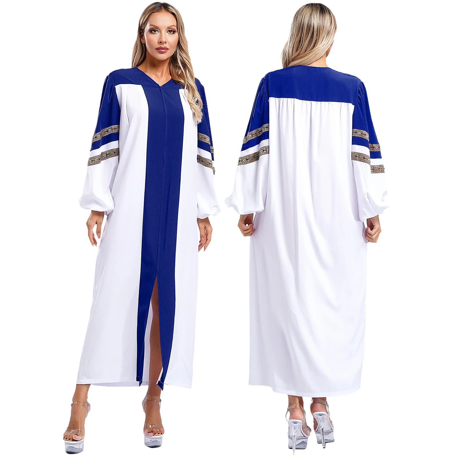 Women's Clergy Robe with Embroidered Sleeves