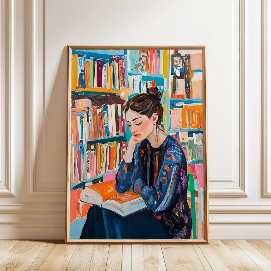 Woman Reading Bookstore Art Print