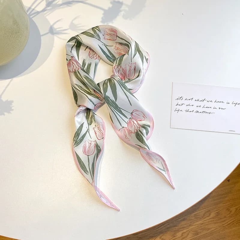 Watercolor Floral Satin Hair Scarf