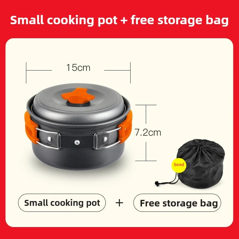 Camping Cookware Set with Kettle and Frying Pan