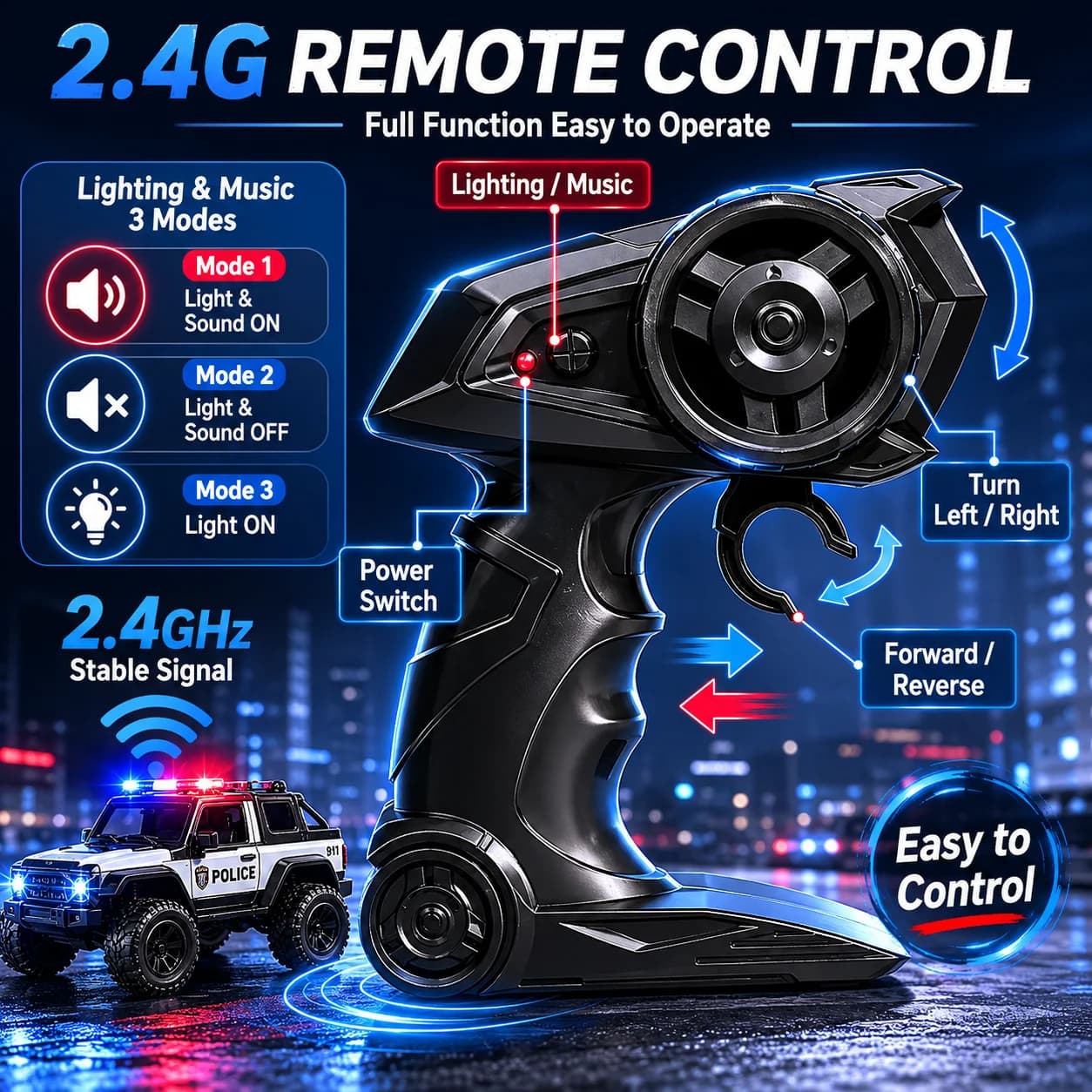 2.4G Remote Control Off-Road Police Car