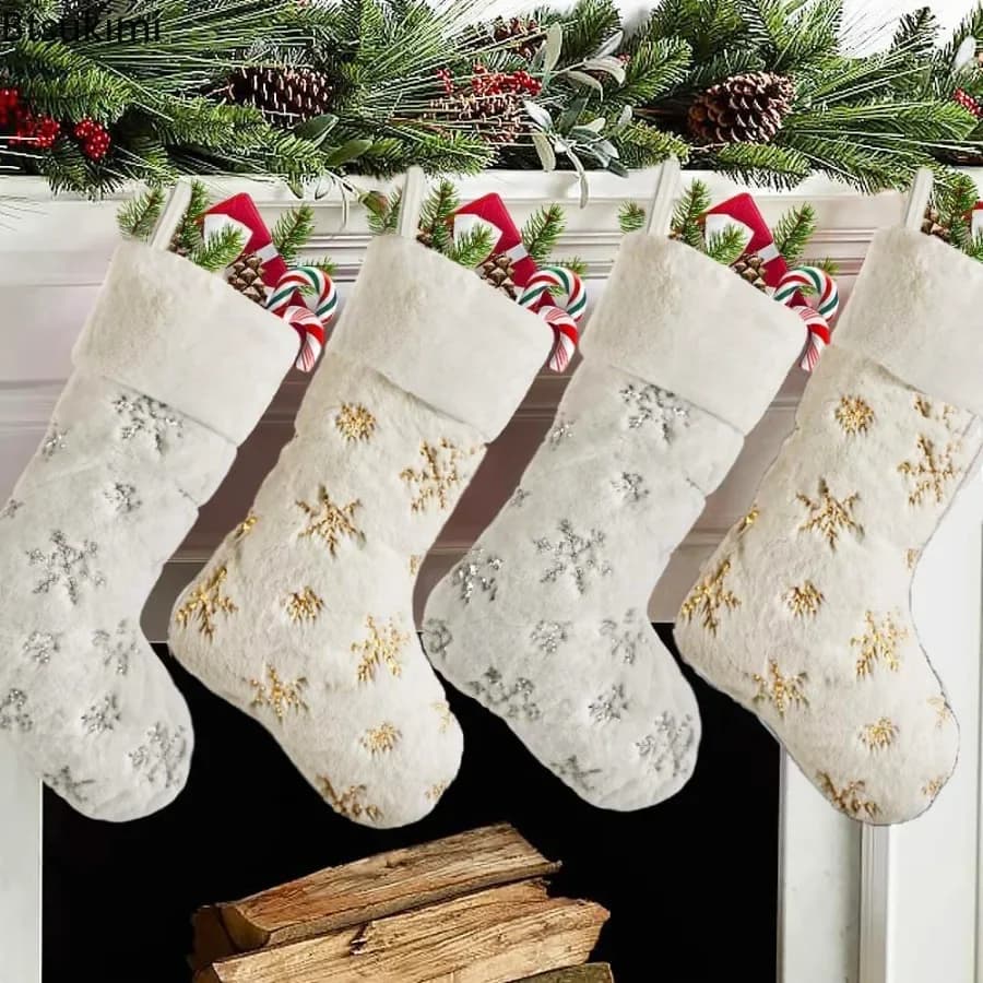 Christmas Stocking with Gold and Silver Sequins