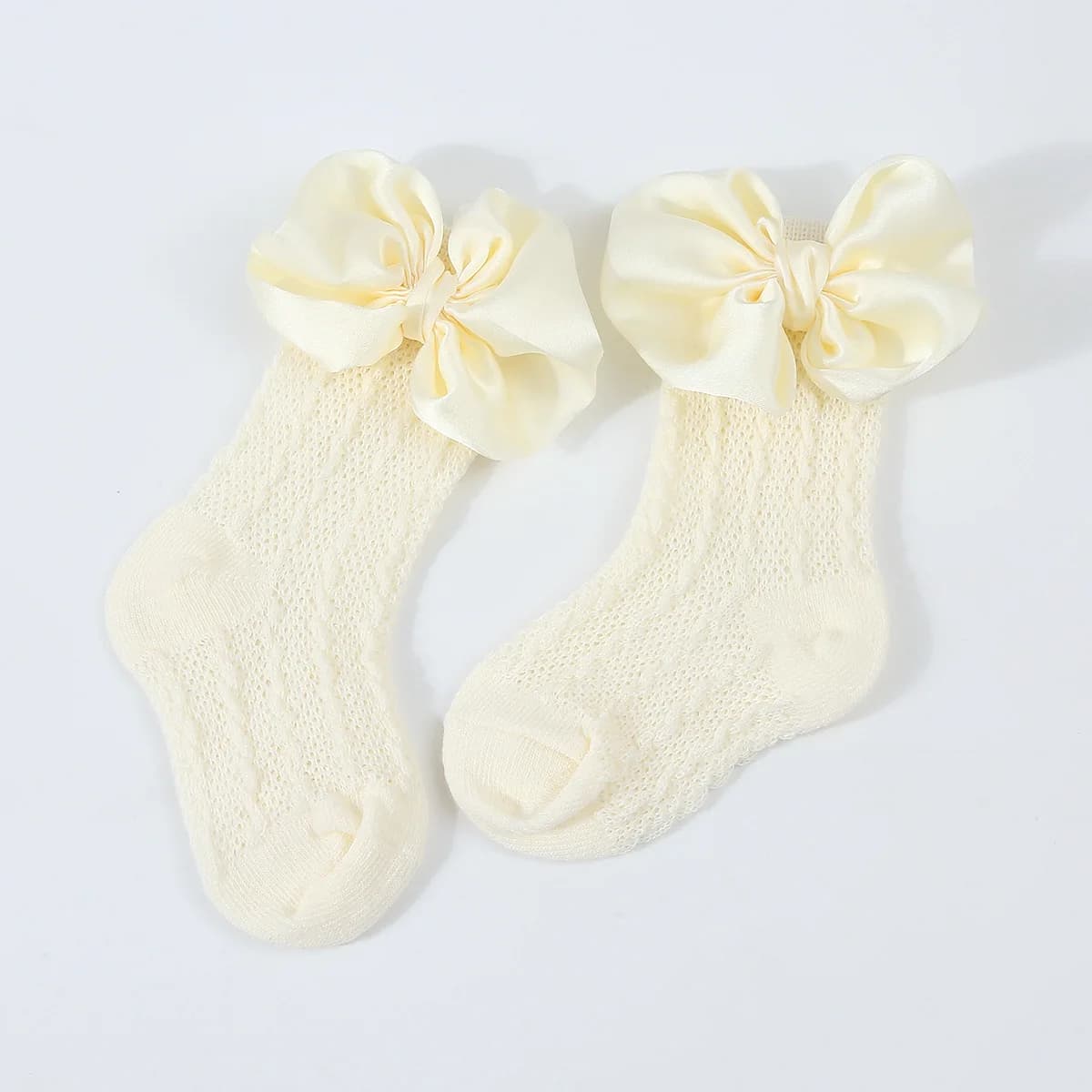 Newborn Bowknot Headband and Hollow Knit Socks Set