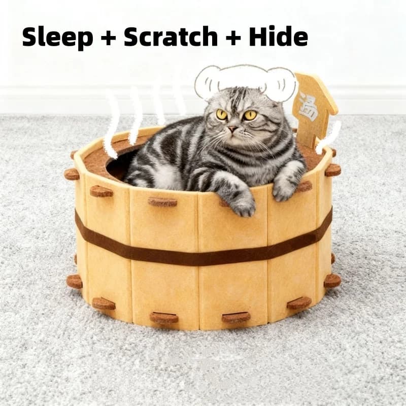 Bathtub Shape Cat Bed with Claw Scratcher