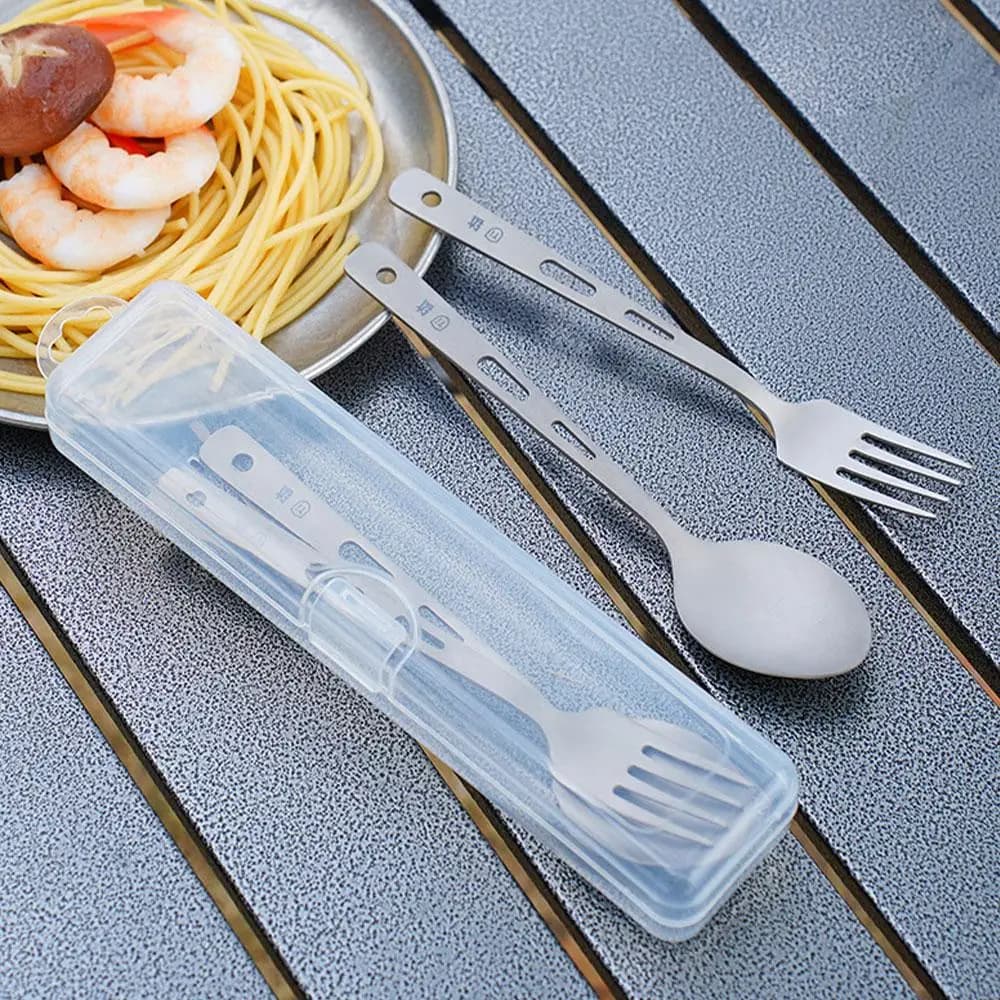 Titanium Travel Utensil Set with Storage Case