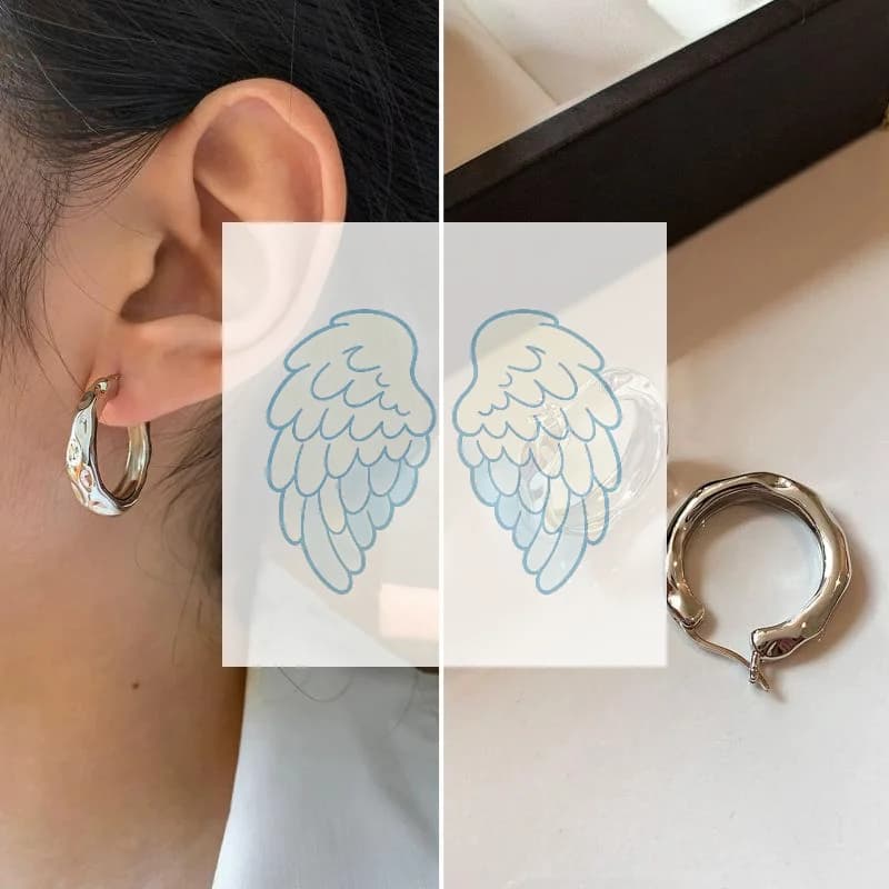 Hammered Hoop Earrings Two Tone