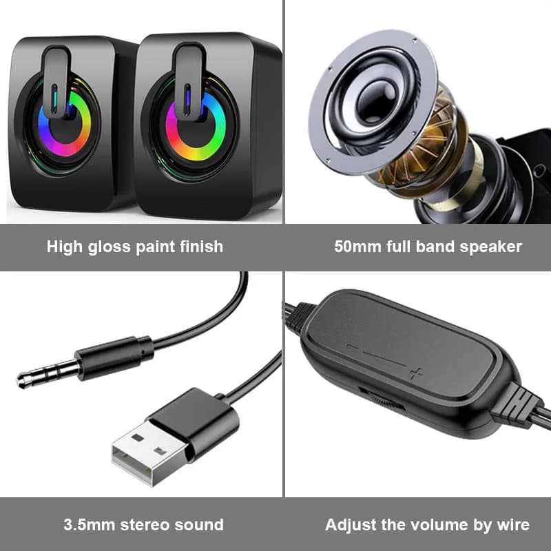 USB Desktop Speaker with Microphone and LED Light