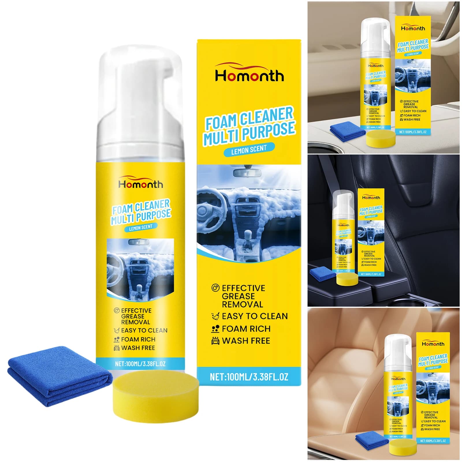 Auto Interior Leather Detailer Car Upholstery Cleaner Leather Car Seat Cleaner for Seats Dashboards & Consoles