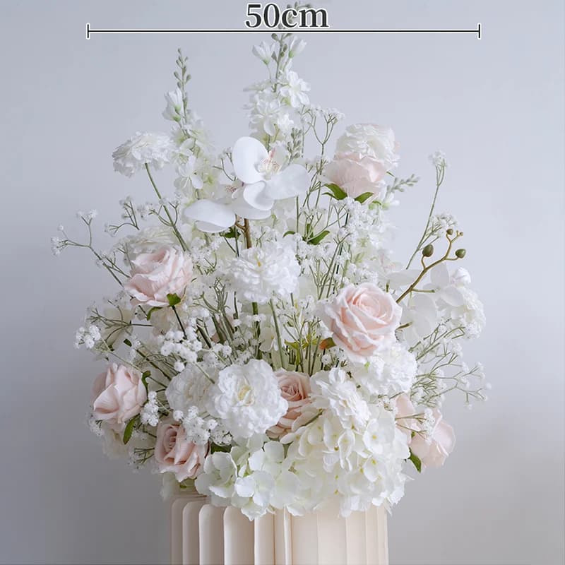 Luxurious Wedding Decor White Aisle Floor Floral Arrangement Backdrop Hyacinth Orchid Baby Breath Decor Flower Row Party Supplie